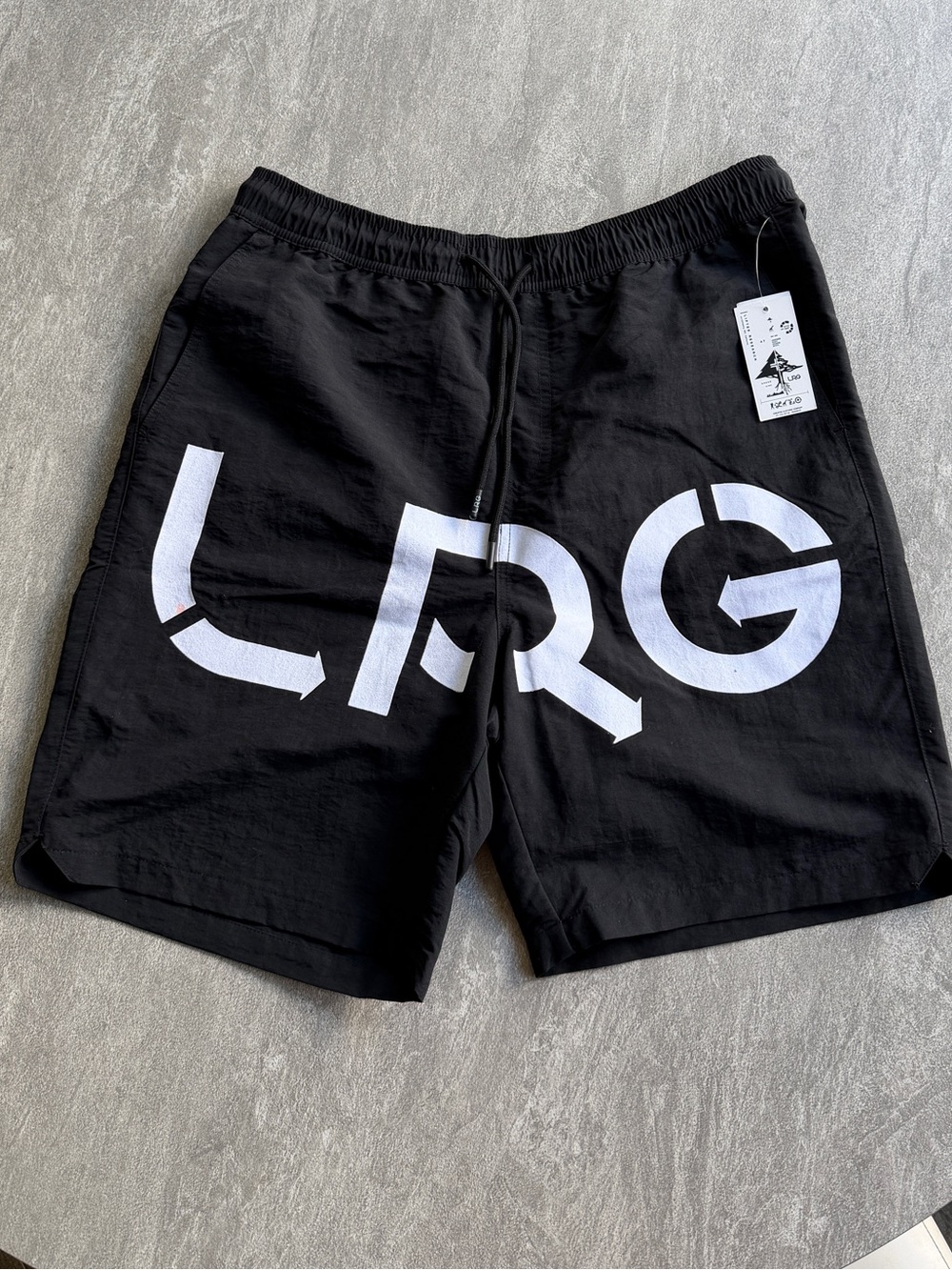 Brand new with tags Black LRG shorts with white LRG logo, size L #skater
